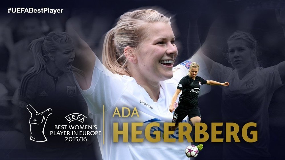 Ada Hegerberg ha sido nombrada como Mejor Jugadora de Europa en la 2015-16. UEFA
