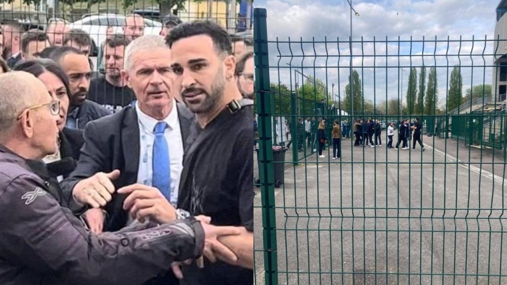 Adil Rami se encaró con los aficionados del Troyes. Twitter/lesteclair