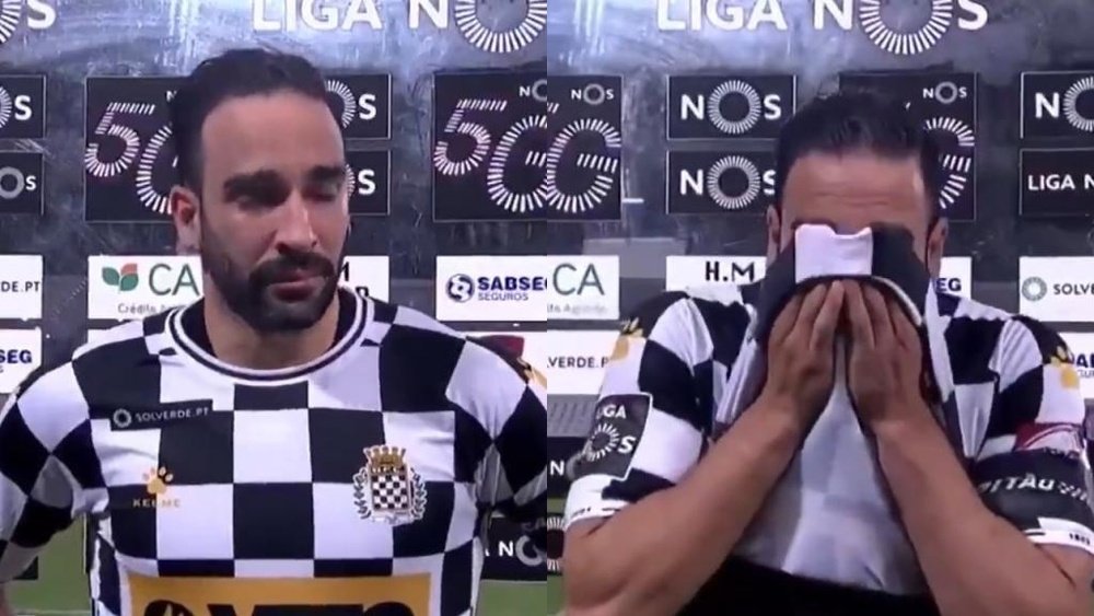 Adil Rami en larmes après le maintien de son club Boavista. SPORTTV