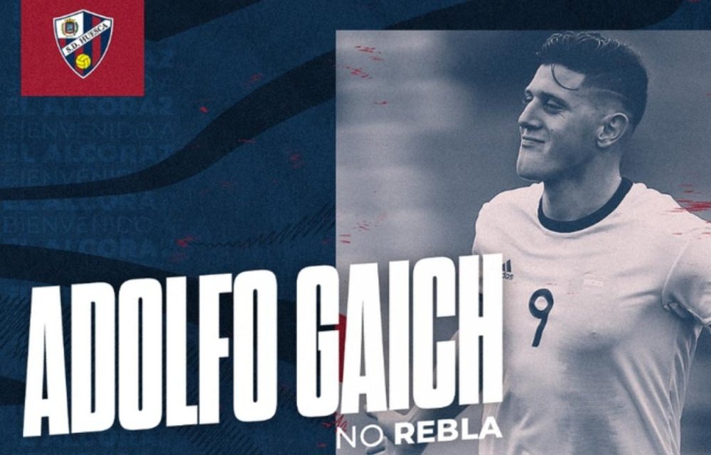 El argentino Adolfo Gaich jugará cedido en la SD Huesca. Twitter/SDHuesca