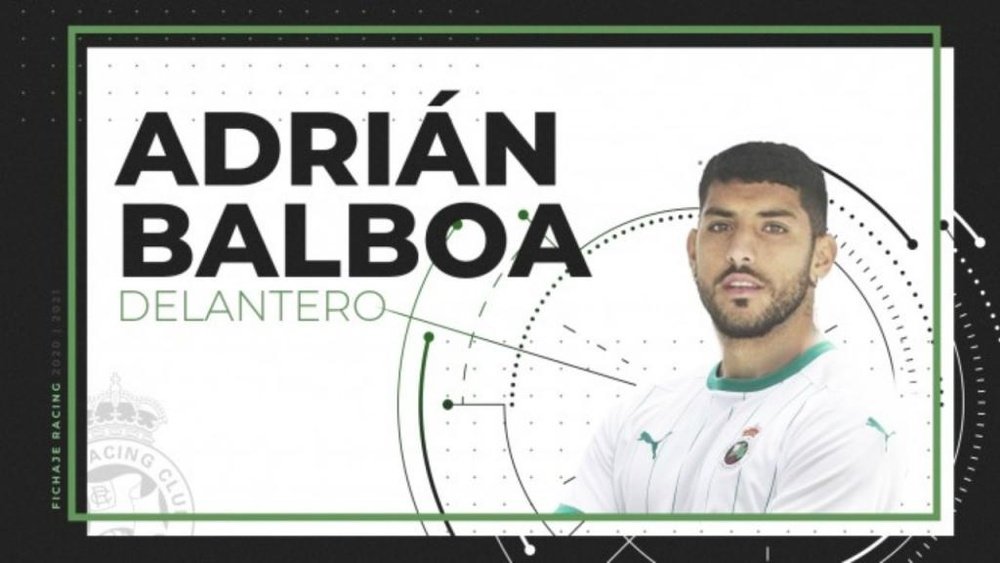 Adrián Balboa, nuevo jugador del Racing de Santander. Twitter/realracingclub
