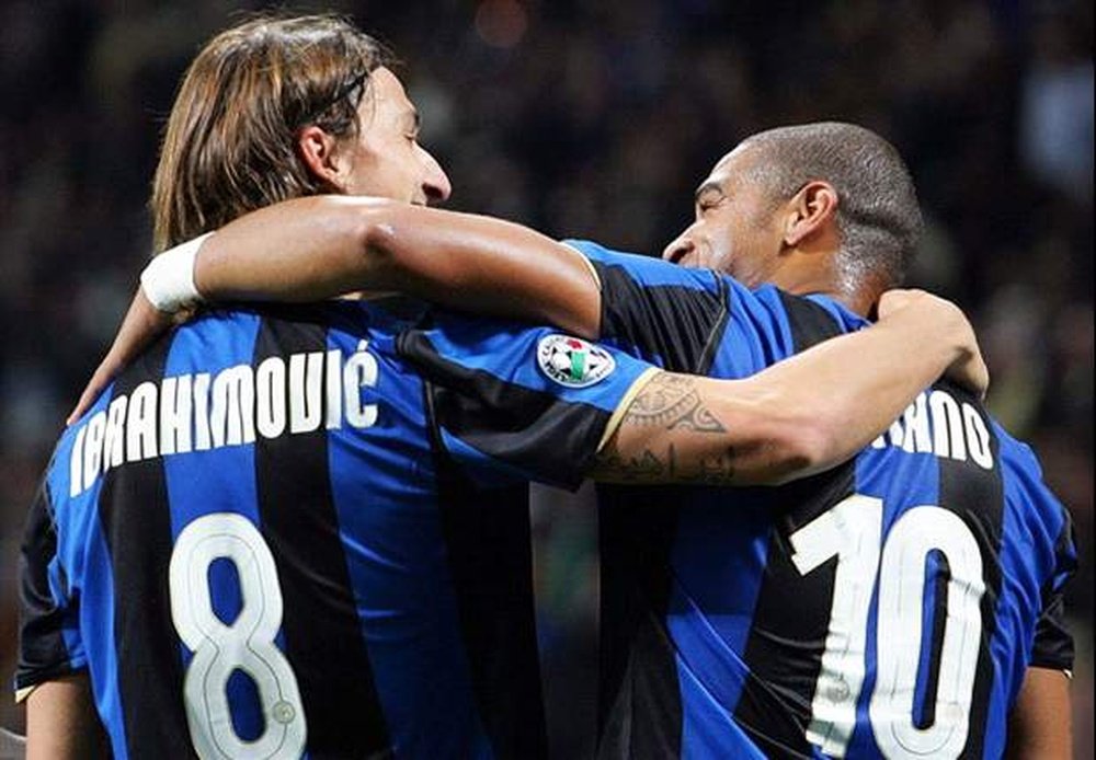 Adriano et Ibrahimovic sous le maillot de l'Inter Milan. Goal