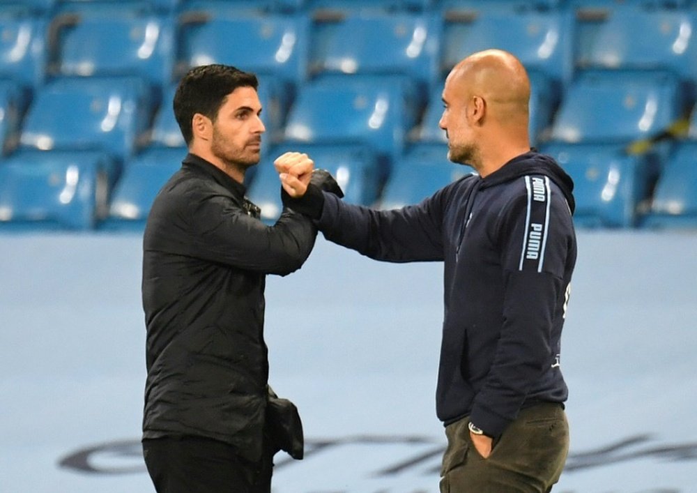 Arteta y Pep, candidatos al entrenador de la temporada en Inglaterra. AFP