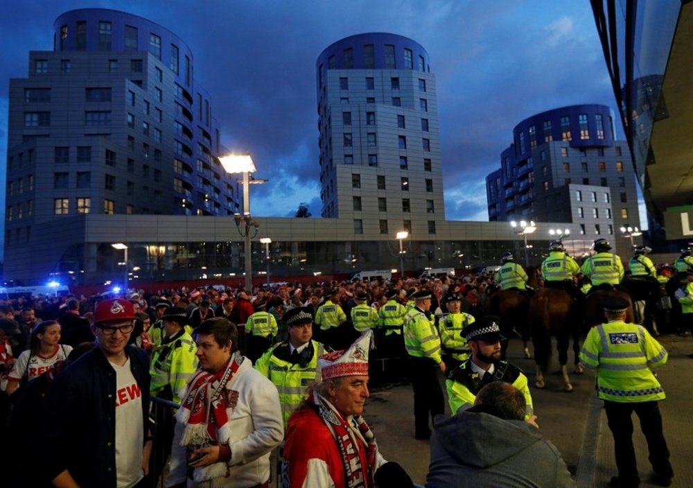 Crowd safety concerns caused the Europa League tie between Arsenal and Cologne to be delayed. AFP