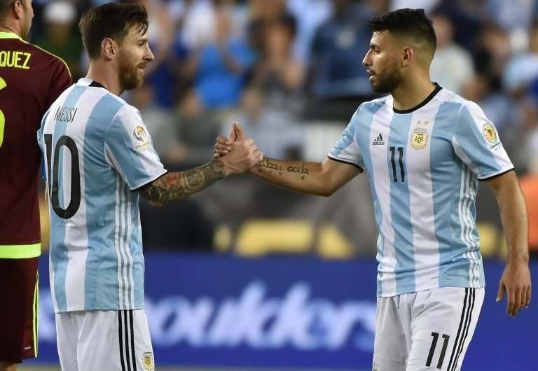 Aguero accepts prospect of Man City signing Messi is 'complicated'. AFP