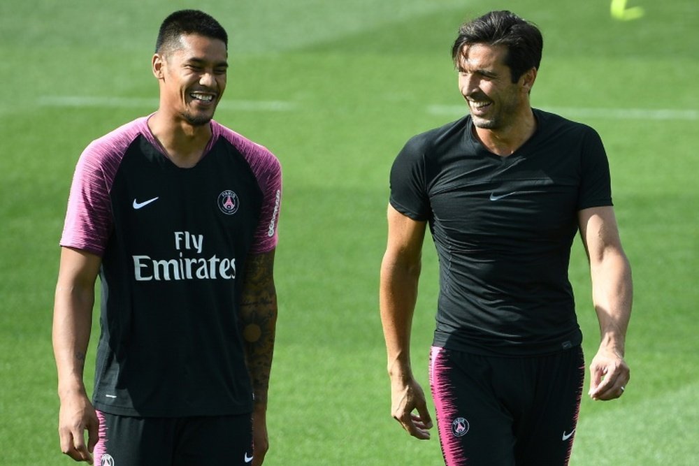 Areola and Buffon together in training for PSG. AFP