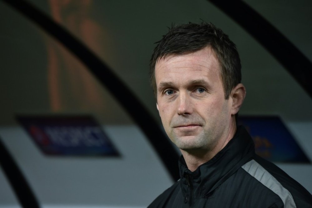 Celtics coach Ronny Deila, seen during an UEFA Europa League match in Milan, in February 2015