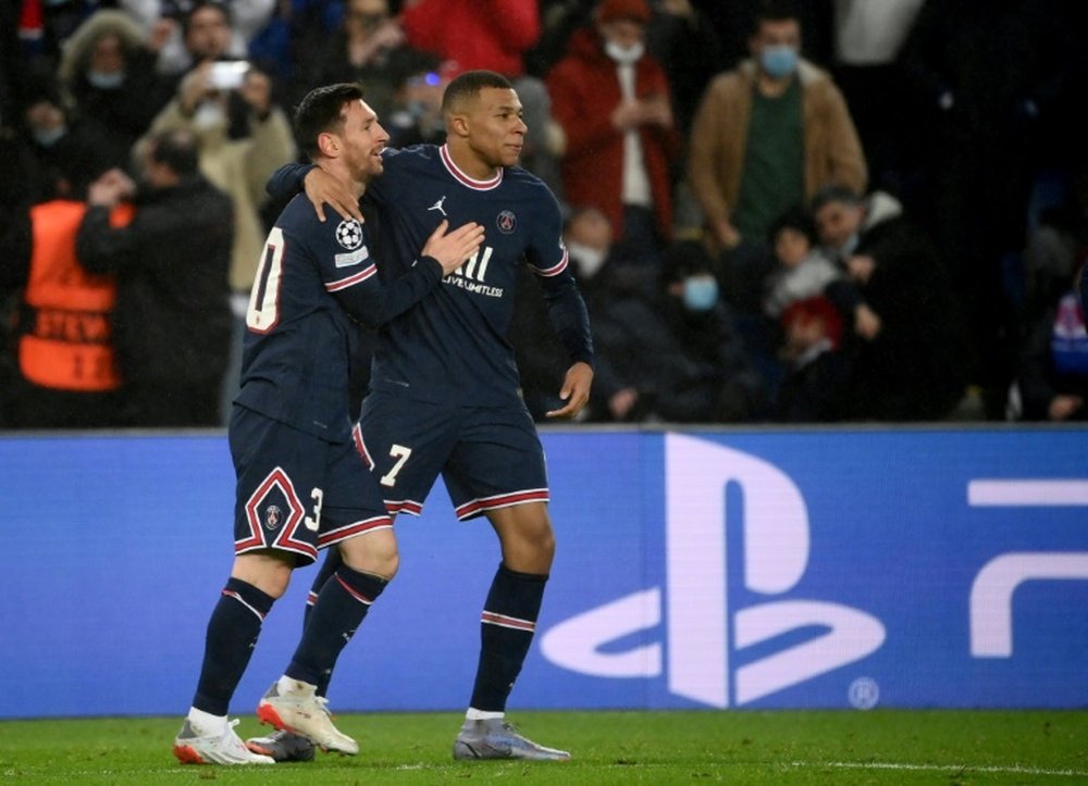 Mbappé elogió a Messi tras el partido de Champions League. AFP