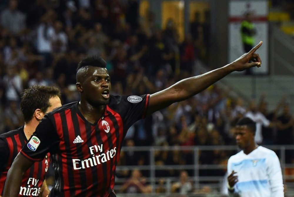 MBaye Niang celebrates after scoring a goal against Lazio. AFP