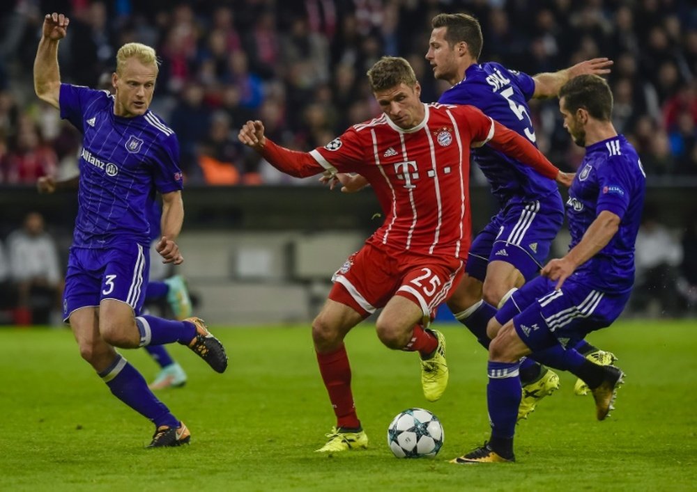 Thomas Muller's goal drought continued as Bayern beat Anderlecht. AFP