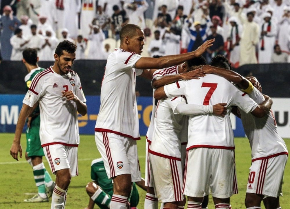 Emiratos Árabes se impuso por dos goles a Irak. AFP