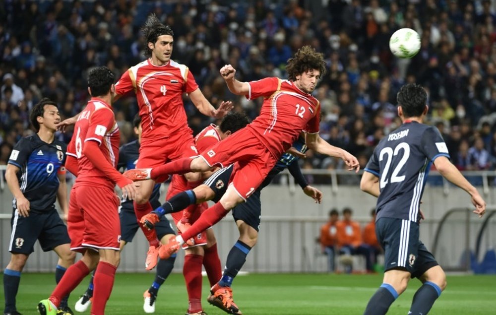 Syria in action against Japan in a 2018 World Cup Asian qualifier in Saitama. AFP