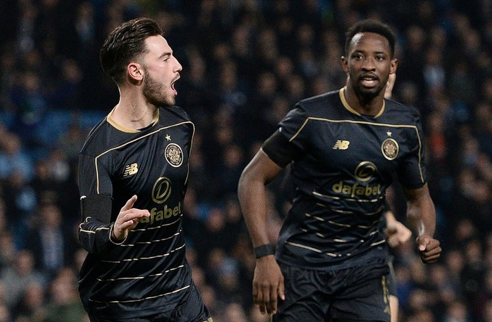 Patrick Roberts (left) re-joined Celtic on loan from Man City this summer. AFP