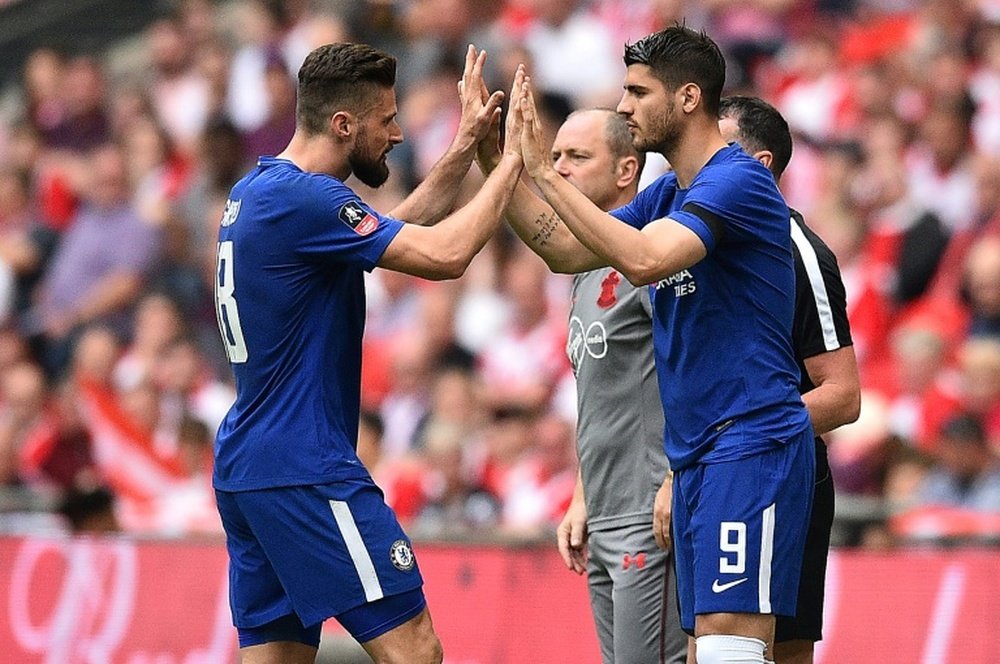Giroud and Morata are in competition at Chelsea. AFP