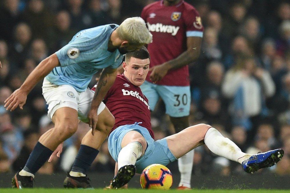 Declan Rice apunta a salir el próximo verano del West Ham. AFP