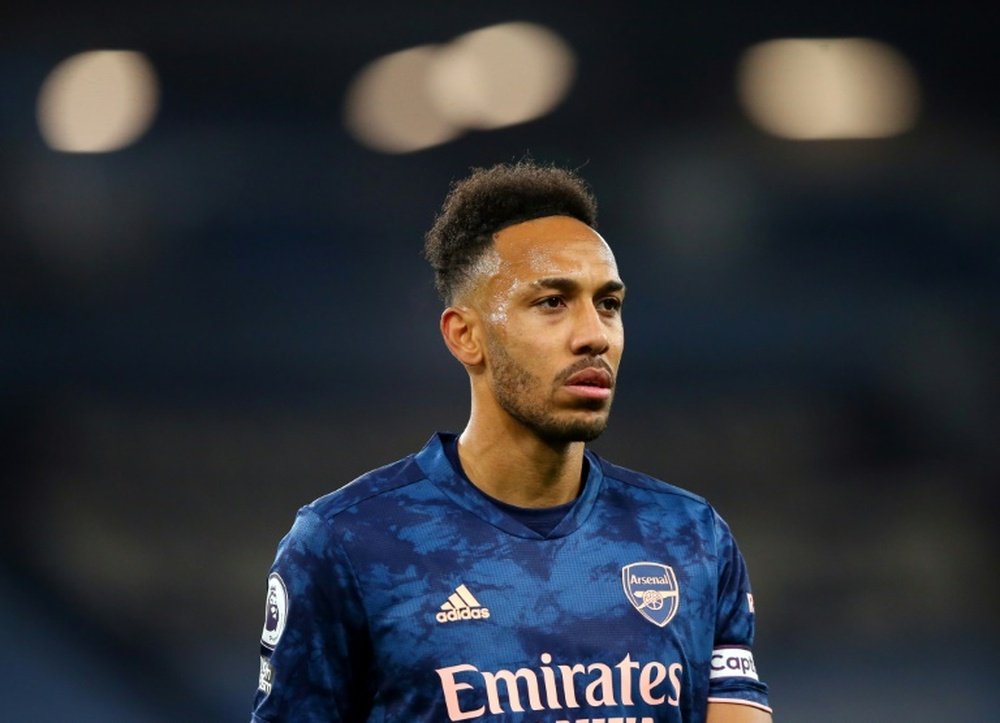 Aubameyang has been left on the bench for Arsenal v Tottenham. AFP