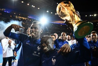 Kante (R) will miss the World Cup in Qatar due to injury. AFP