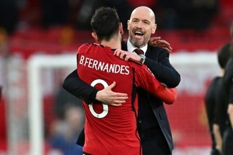 Ten Hag praised Manchester United captain Fernandes. AFP