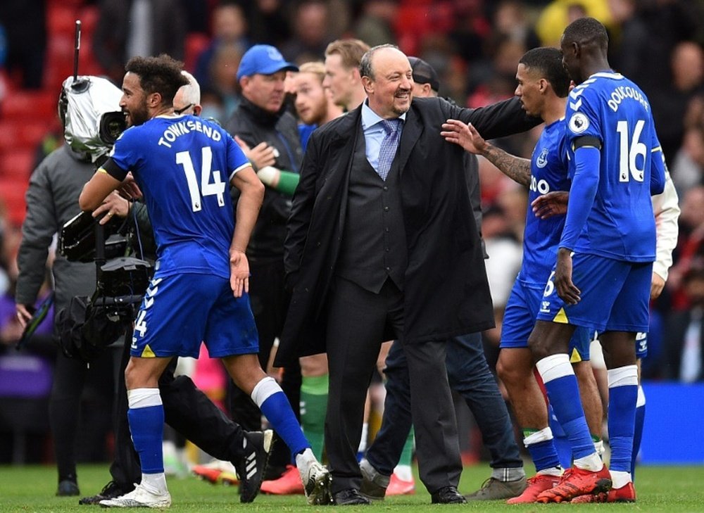 Rafa Benítez y cómo bañar de oro el Goodison Park. AFP