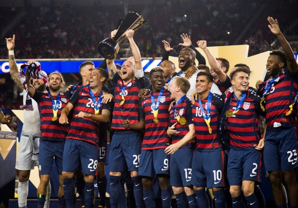 The trophy is the US' sixth Gold Cup triumph. AFP