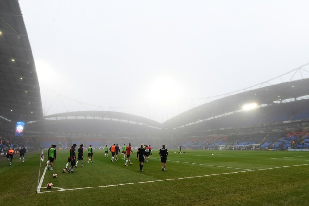 Players warm up for the FA Cup third round match between Bolton Wanderers and Crystal Palace. AFP