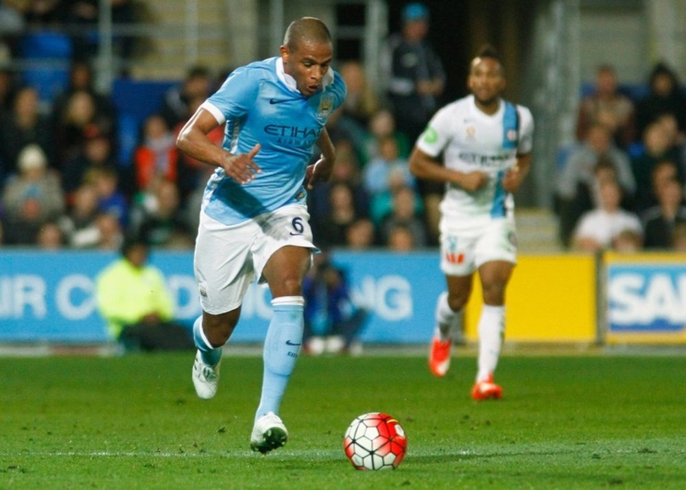 Fernando Reges of Manchester City controls the ball during a friendly match against A-League side Melbourne City, in Gold Coast, on July 18, 2015