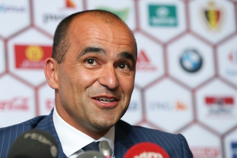 Belgium football teams new head coach Roberto Martinez gives a press conference in Brussels. AFP