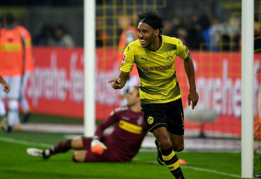 Pierre-Emerick Aubameyang, triple buteur pour Dortmund face à Mönchengladbach. AFP