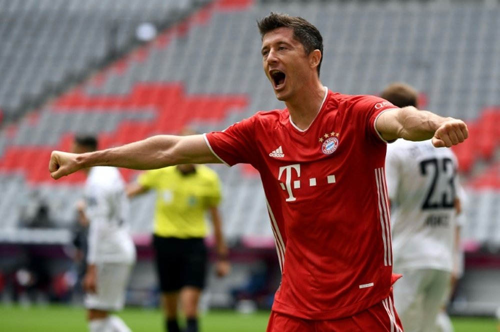 Robert Lewandowski got two in Bayern's German Cup final win. AFP