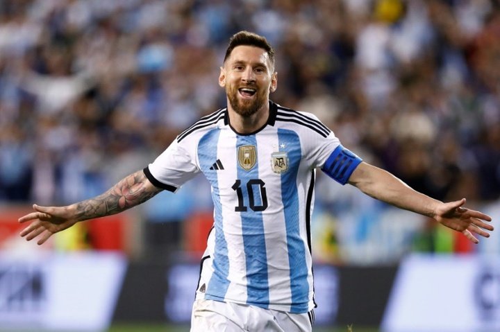 O jogador da Argentina, Lionel Messi, celebrando gol em foto de arquivo.EFE
