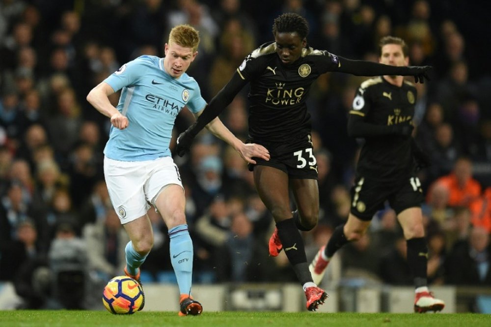 De Bruyne provided three assists in City's thumping of Leicester. AFP