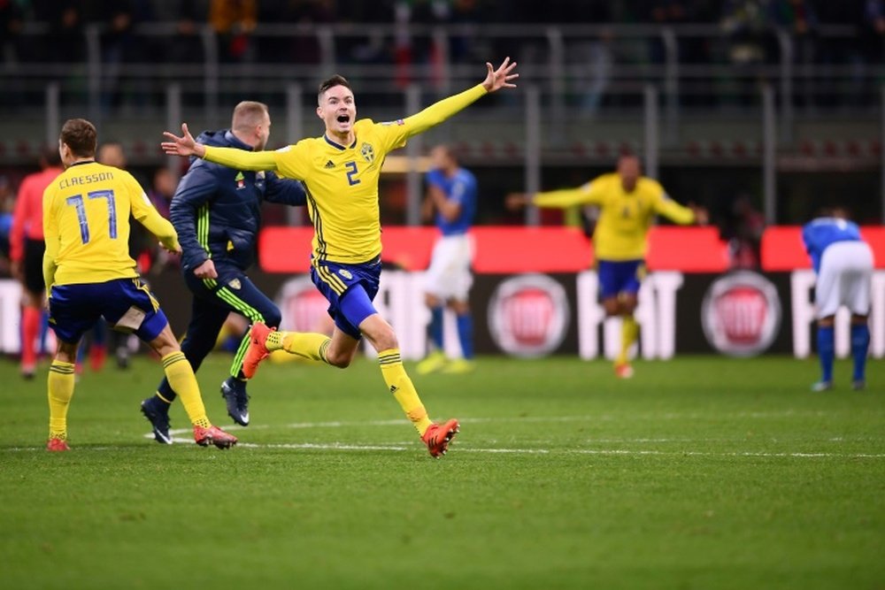 Suecia logró el pase a Rusia 2018 en la Repesca contra Italia. AFP