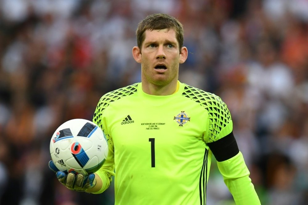 Northern Irelands goalkeeper Michael McGovern during the game with Germany. BeSoccer