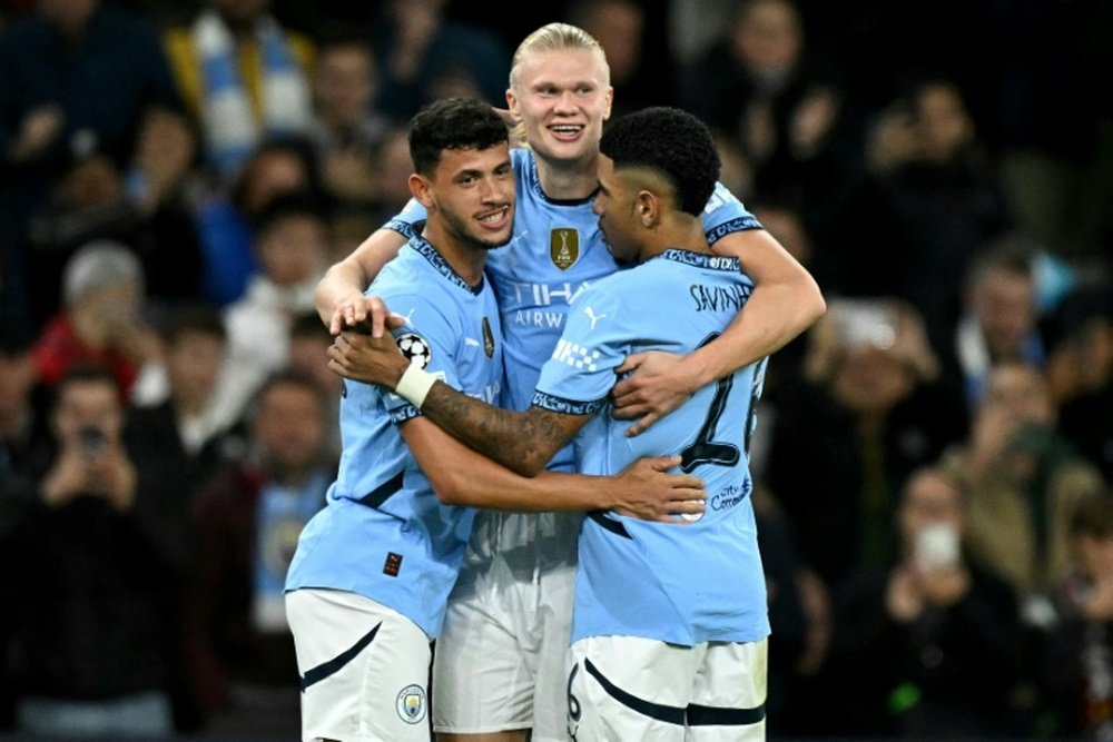 Man City leads the Premier Legaue standings with 23 points. AFP