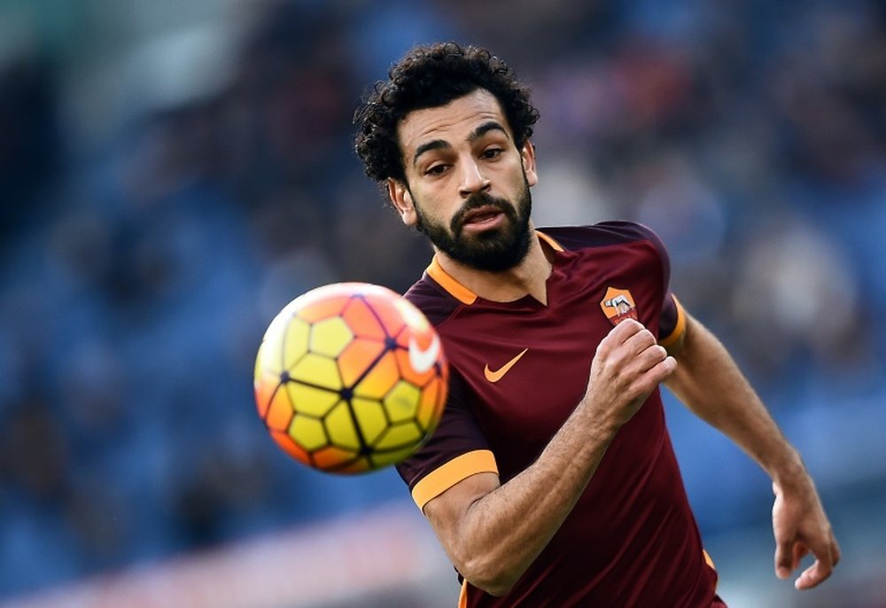 Mohamed Salah, en un partido con la Roma. AFP