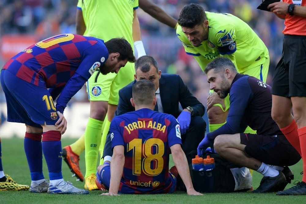 Jordi Alba souffre d'une blessure à l'adducteur de la jambe droite. AFP