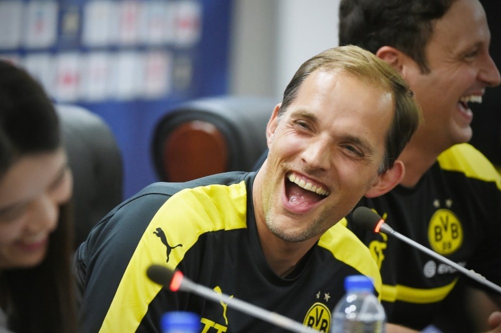 El técnico alemán bromeó con el grupo de la Champions. AFP