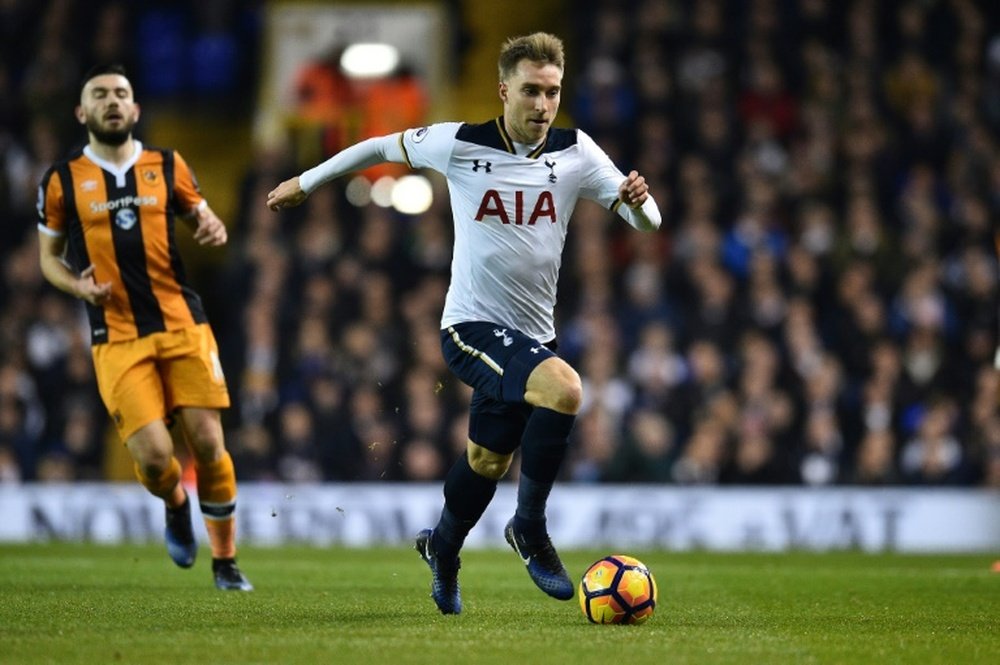 Tottenham Hotspurs Christian Eriksen, seen in action during their English Premier League match against Hull City, at White Hart Lane in London, on December 14, 2016