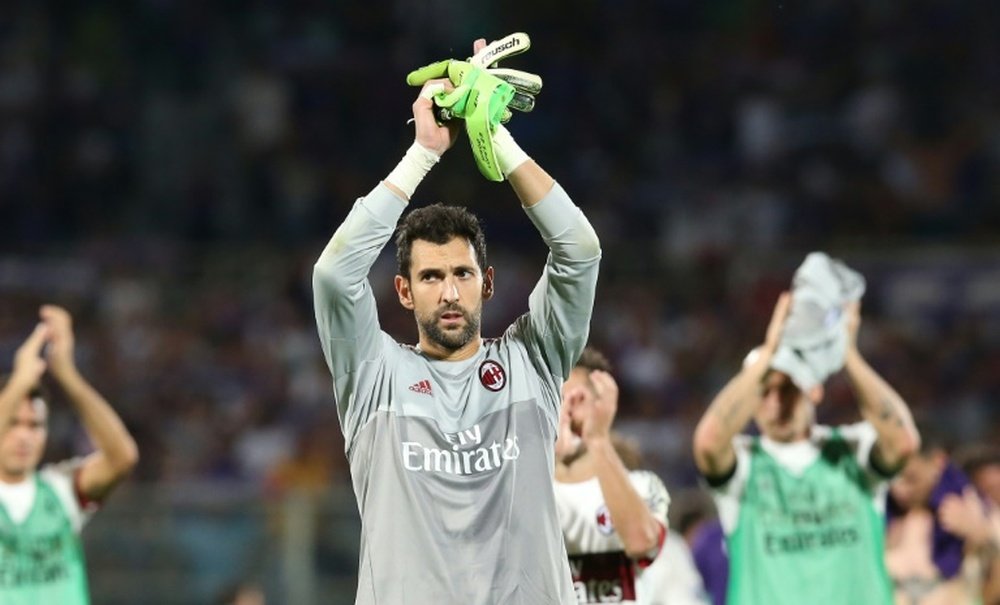 Milans goalkeeper Diego Lopez, pictured on August 23, 2015, had been under fire for a series of under-par displays for the struggling Serie A giants