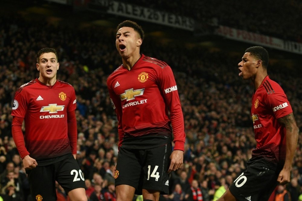 Manchester United midfielder Jesse Lingard celebrates his equaliser in a 2-2 draw with Arsenal. AFP