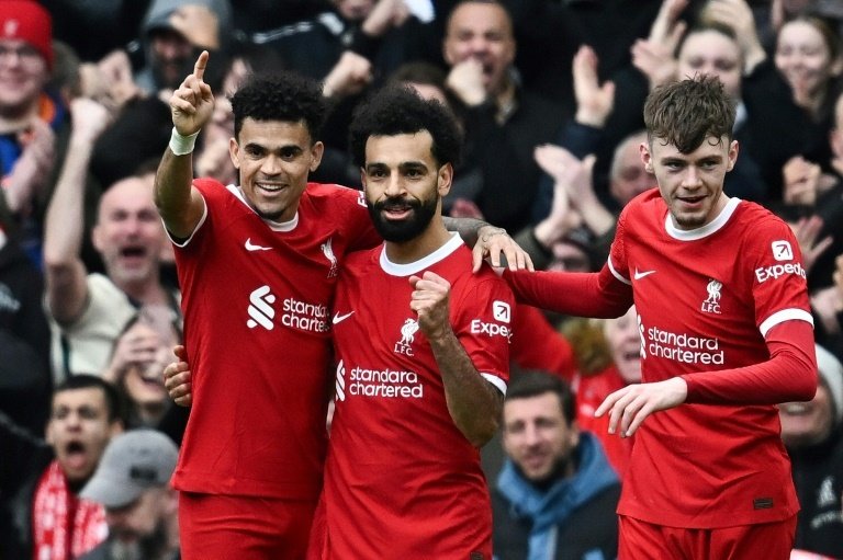 Liverpool's Mohamed Salah (C) scored against Brighton on Sunday. EFE