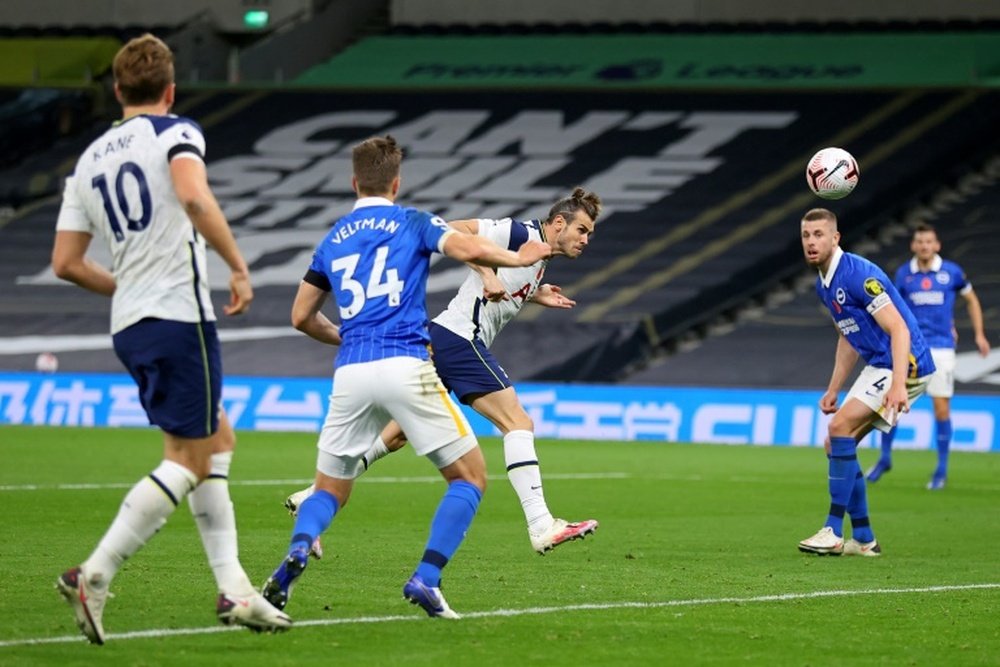 Bale marcou o gol que garantiu vitória contra o Brighton pela Premier League. AFP