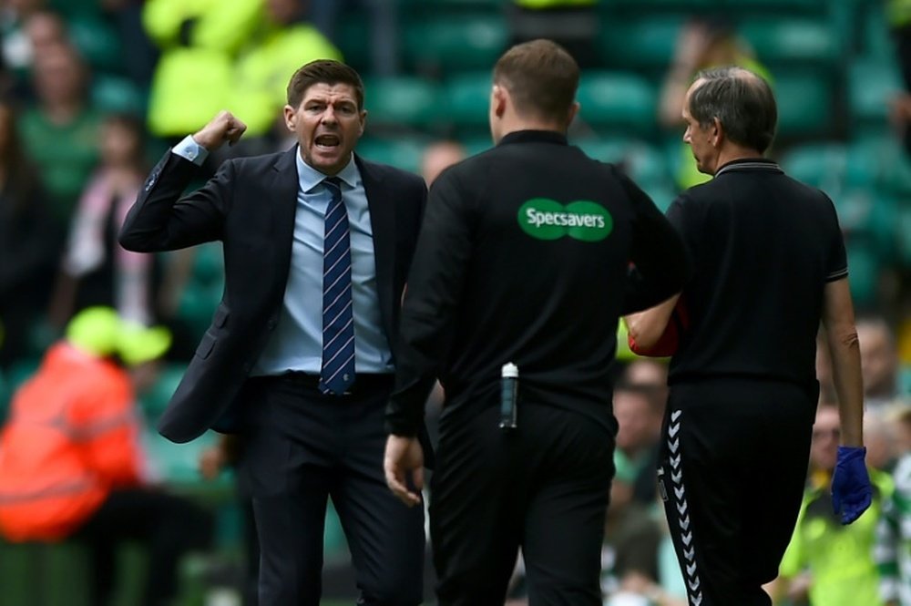 Gerrard was not happy with the officials. AFP