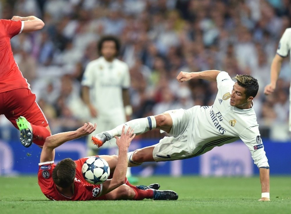 Tableau des demi-finales de la Ligue des champions, à Nyon. AFP