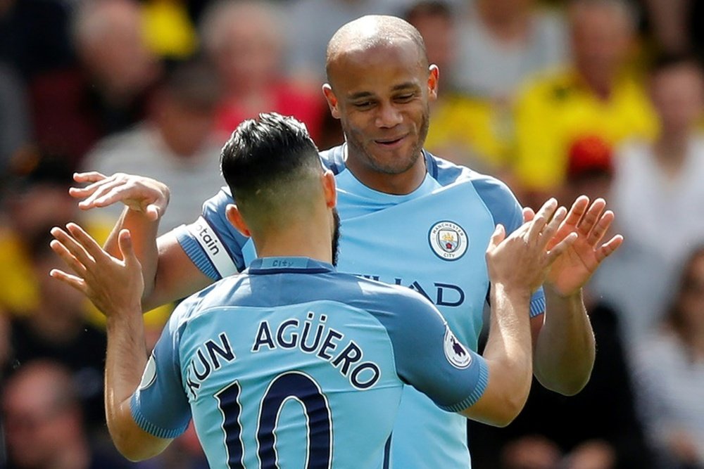 Aguero and Kompany both scored in the final. AFP