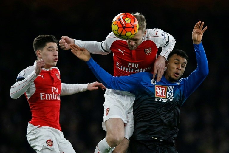 Partido entre el Arsenal y el Bournemouth en la Premier League. AFP