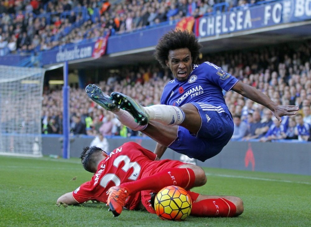 Encuentro entre el Liverpool y el Chelsea, en la Premier League. AFP