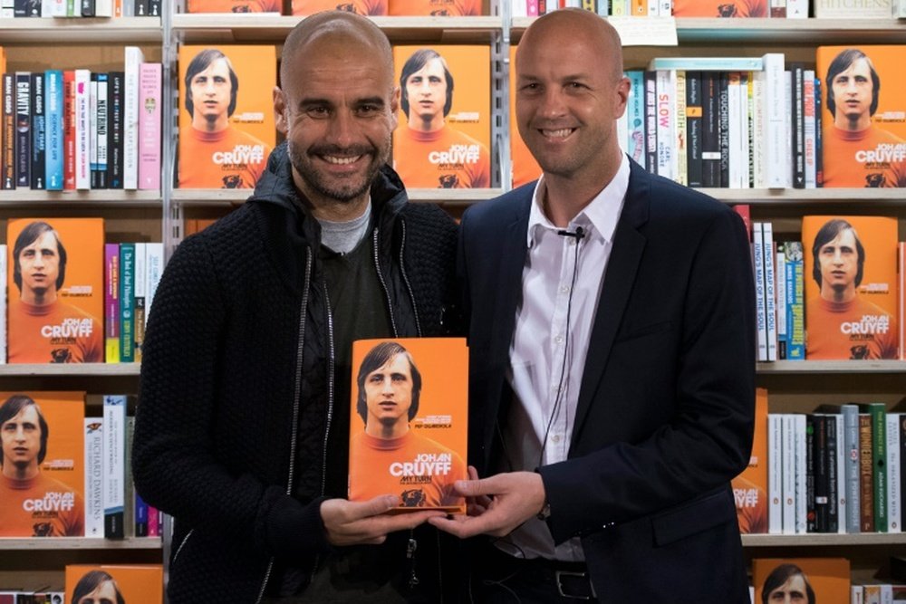 Guardiola visited the book release. AFP