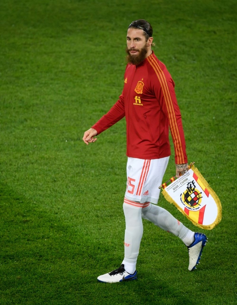 Sergio Ramos was injured playing in Spain's 6-0 hammering of Germany in midweek. AFP