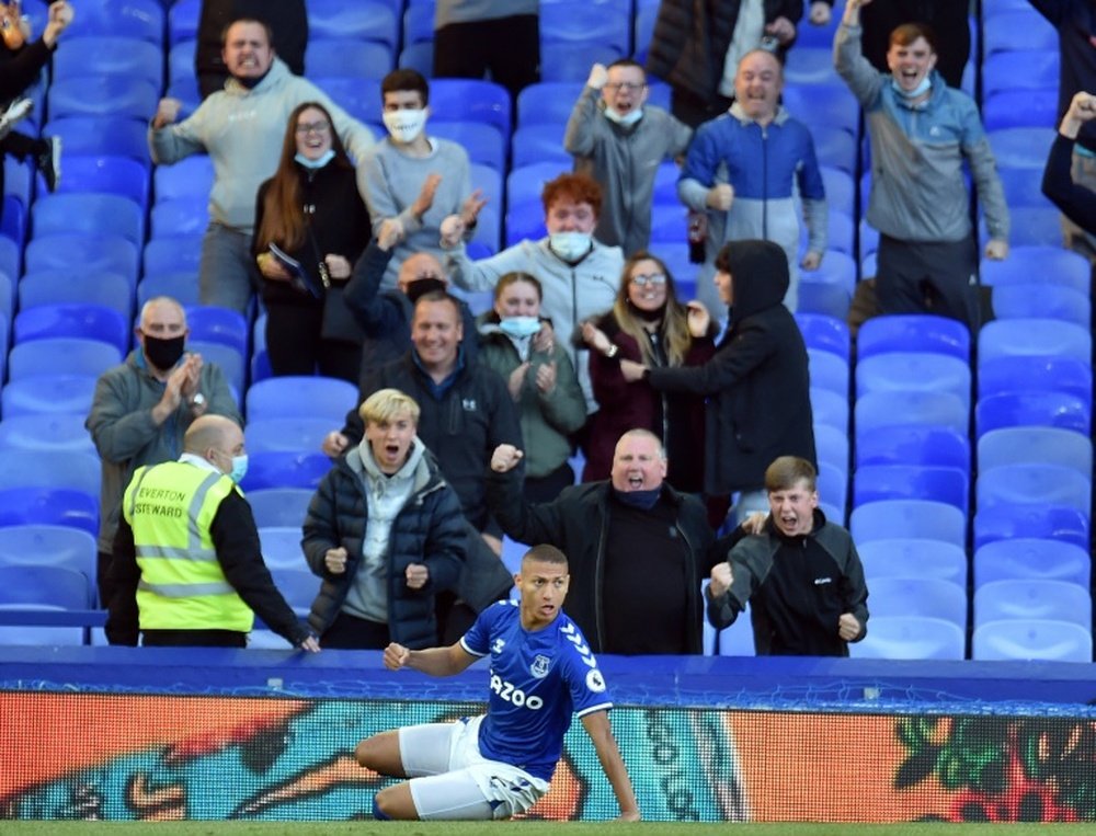 Richarlison scored the only goal of the game for Everton. AFP